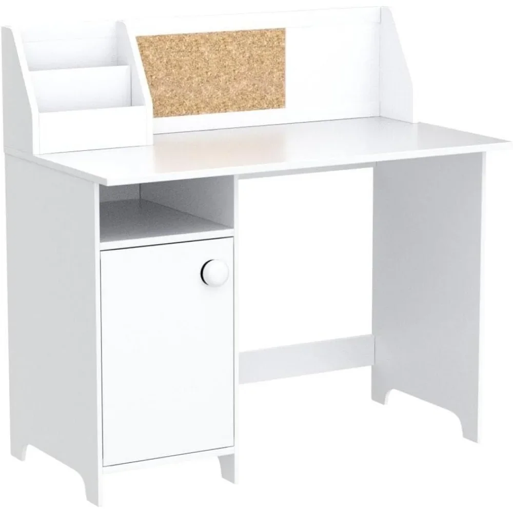 Bureau d'étude pour enfants avec rangement, table d'étude scolaire en bois pour enfants avec clapier et armoire de rangement pour filles et garçons de 3 à 8 ans