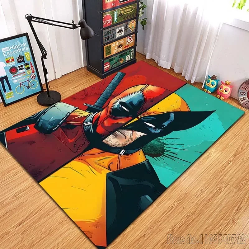 Marvell Deadpooll Wolverine Print Large Carpet for Living Room Bedroom Kid's Room Home Decor Area Rug Non-slip Mat Sofa Mat