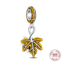 925 Sterling Silver Autumn Pendant Maple Leaf Charm Original For Classic Bracelet Women's Fashion Jewelry DIY Gifts
