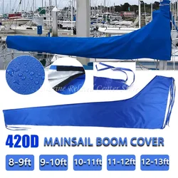420D Blue Waterproof Sail Cover Boat Cover, Mainsail Boom Cover, 9-10Ft 10-11Ft 11-12Ft 12-13Ft Anti UV Windproof Sail Cover