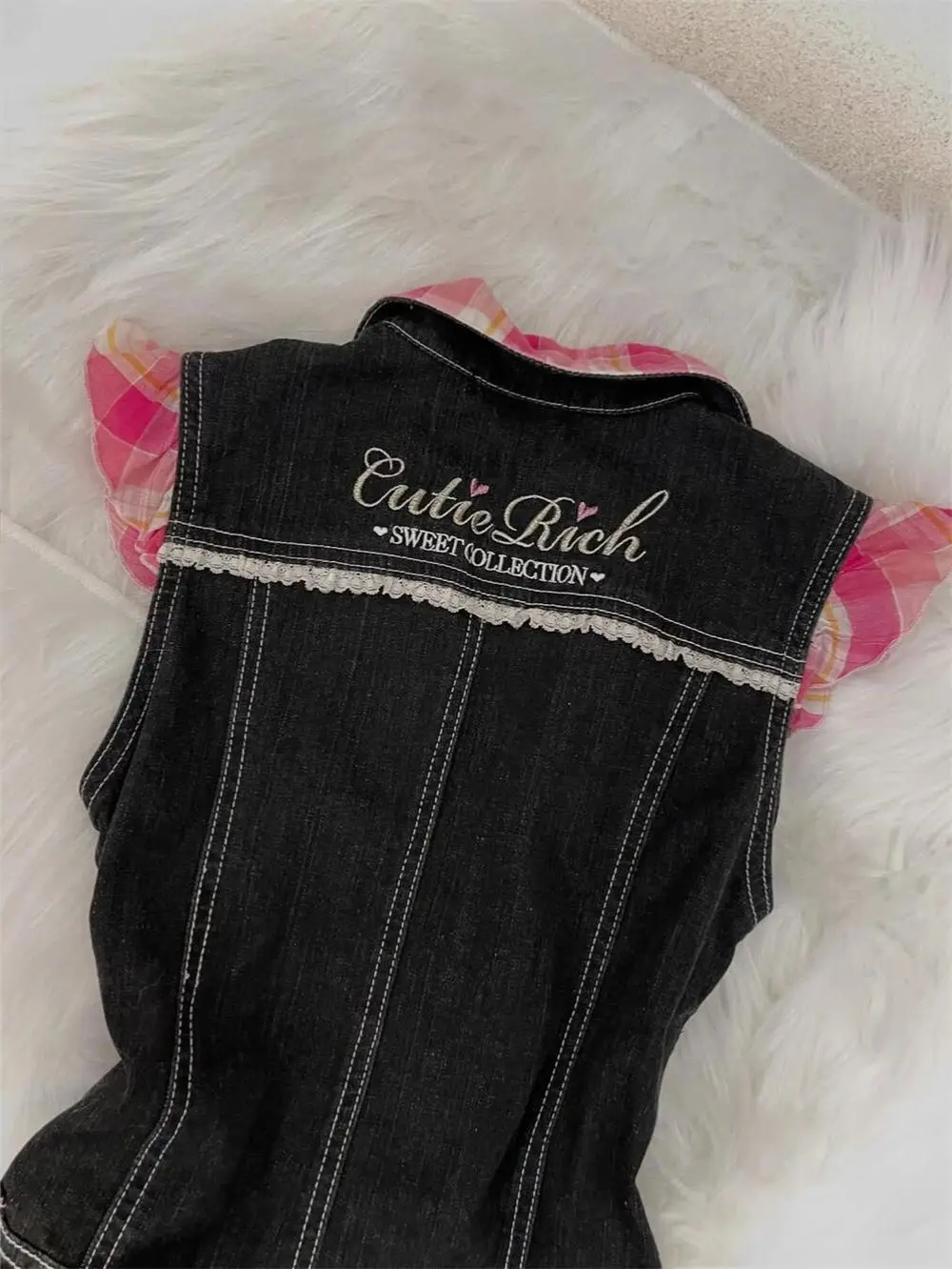 ร้อนหวาน DENIM กระโปรง Slim Goth ชุดสตรี Y2k แขนกุด Punk VINTAGE Harajuku เกาหลีลาย 2000s Camis Grunge Emo แฟชั่น