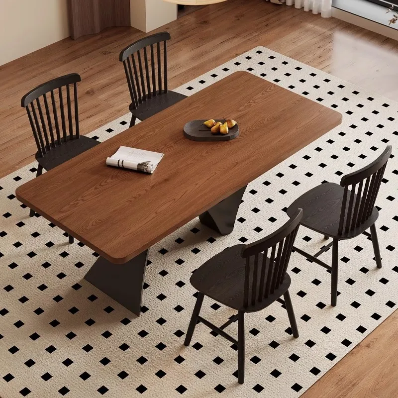 

Средневековый обеденный стол из цельного дерева в стиле ретро, домашний стол для гостиной, дизайнерский светильник, роскошный длинный верстак