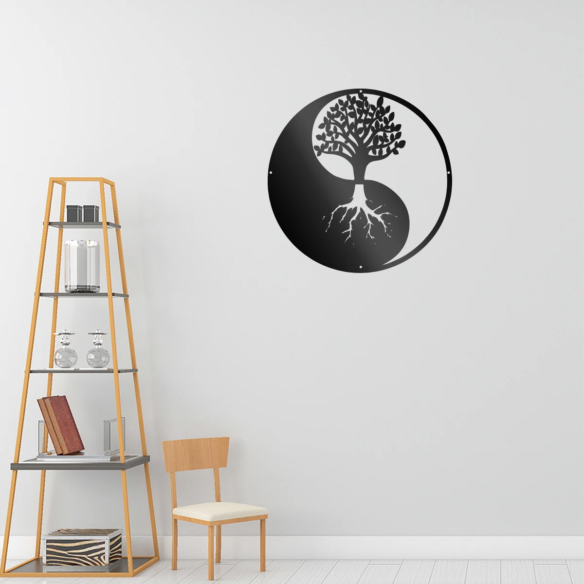 

Tai Chi tree Metal Hanging Wall Art Plaque Black Letter Silhouette Cafe Kitchen Dining Room Decoration Bar Pub Club Poster