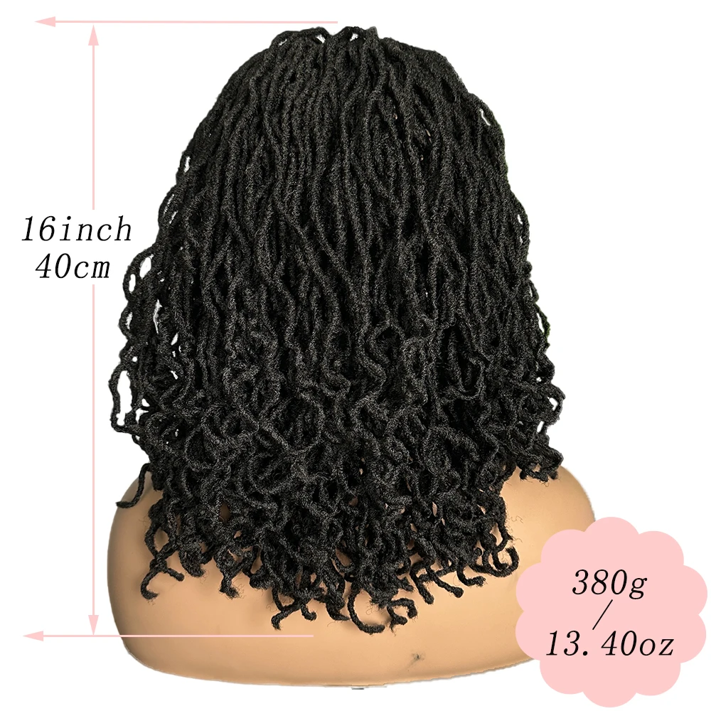 IPARTY 4x4 Lace Frontal Synthetic Braid Wig Dark Black Large Parting Space Curly Locs Twist Dreadlock Wig for Women Daily Use