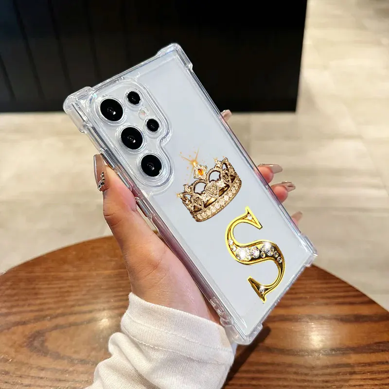 

Phone Case For Samsung Galaxy S25 FE S24 S23 S22 S21 Ultra S20 Plus Note 20 S25FE Letter L Q I R S P Soft Clear Shockproof Cover