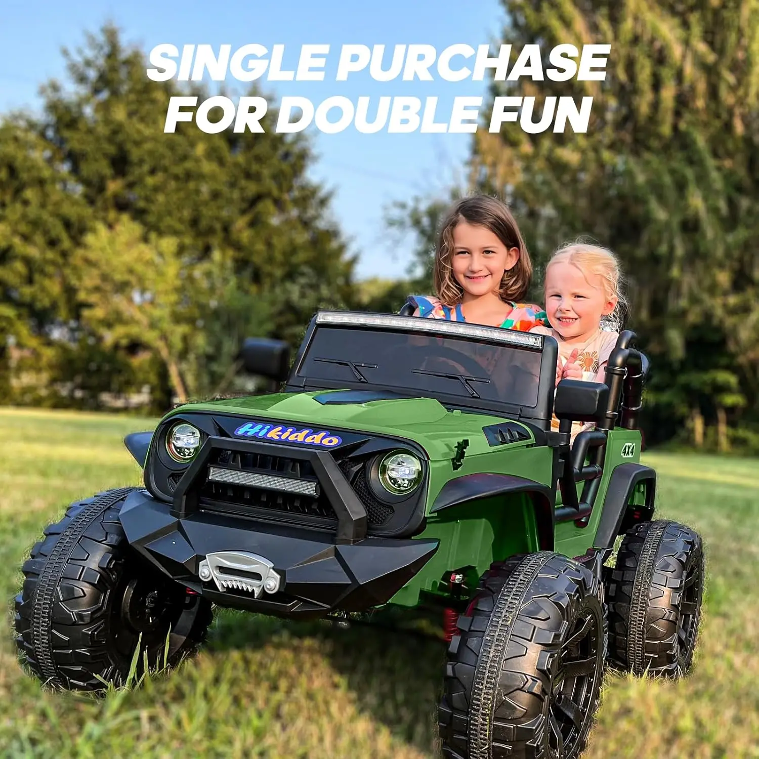 Brinquedo de passeio de 24V 9Ah para crianças grandes, passeio de 2 lugares em veículos elétricos de carro de caminhão para crianças com controle remoto, Bluetooth, verde exército