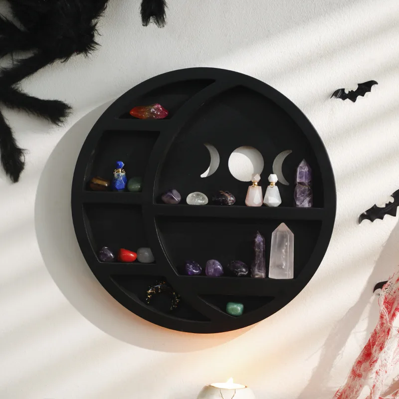 

Готические круглые деревянные стены, хрустальные полки для хранения, украшения для дома в семье, ремесла и украшения