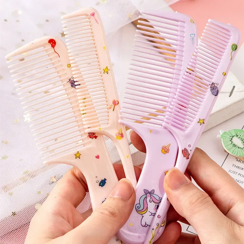 

2pcs/set Children Cute Cartoon Anti-static Hair Dressing Comb Curly Portable Travel for Kids Girls Students Comb Hair Care Comb