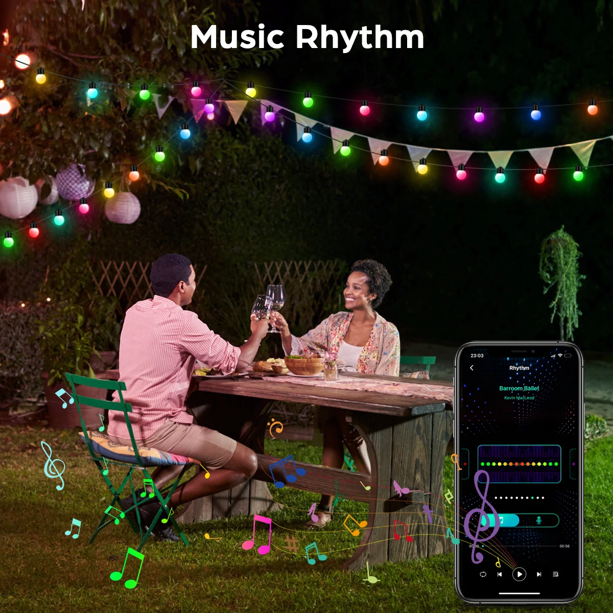 USB Bluetooth Colorful LED Bulb String Light 10M 50 Bulbs Fairy Lights Christmas Room Outdoor Garden Camping Decor Garland Lamp