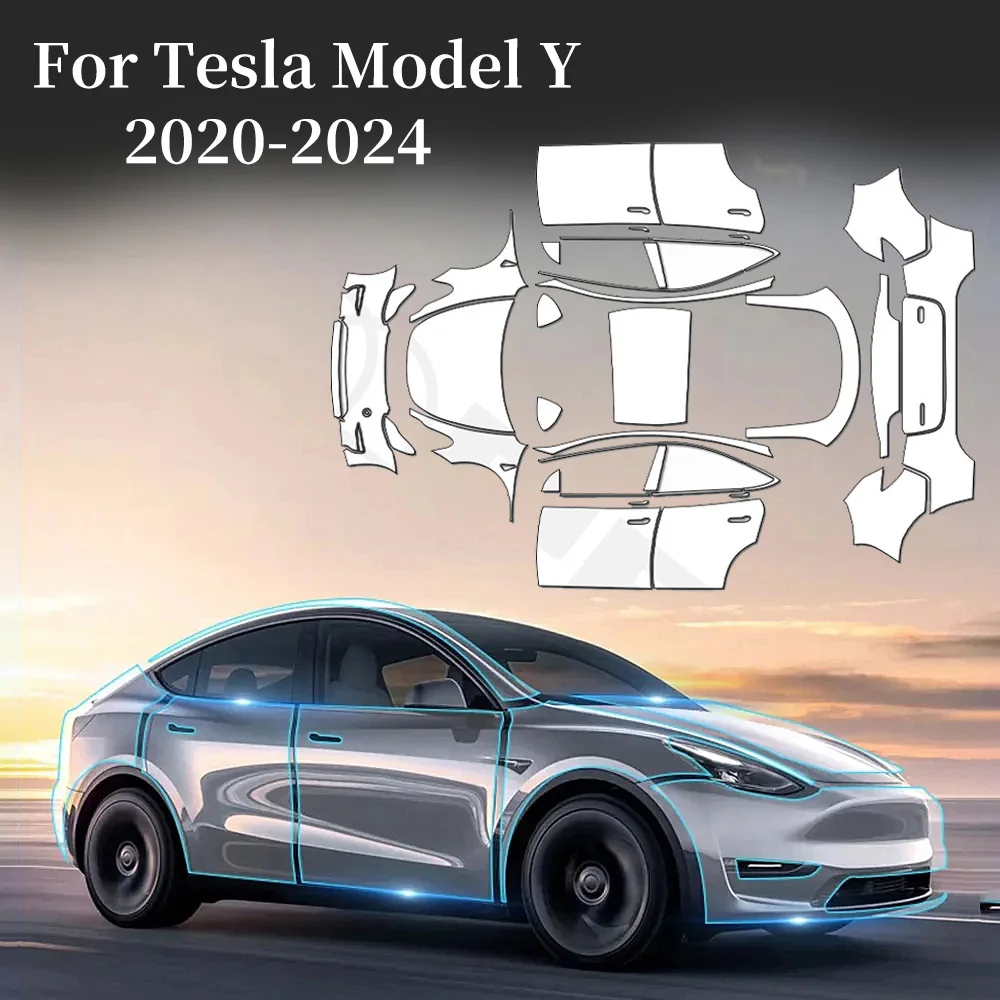 9Mil TPU 안티 스크래치 방지 페인트 보호 필름 Tesla Model Y 2020-2024 Clear Bra Car Accessorie 용 보이지 않는 프리 컷 PPF