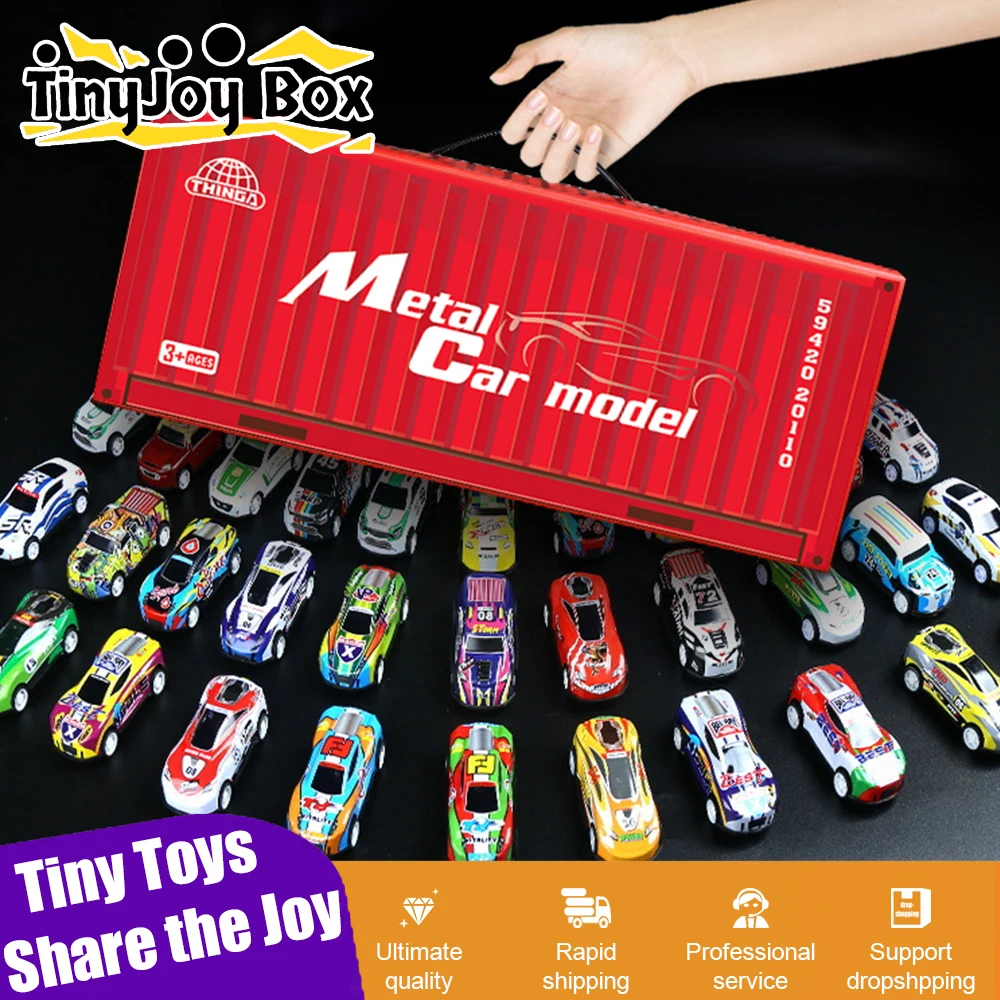 

48 Pieces Mini Car Set Inertia Pull Back Cars for Boys Plastic Vehicle Model with Container Collection Toy Birthday Gift for Kid
