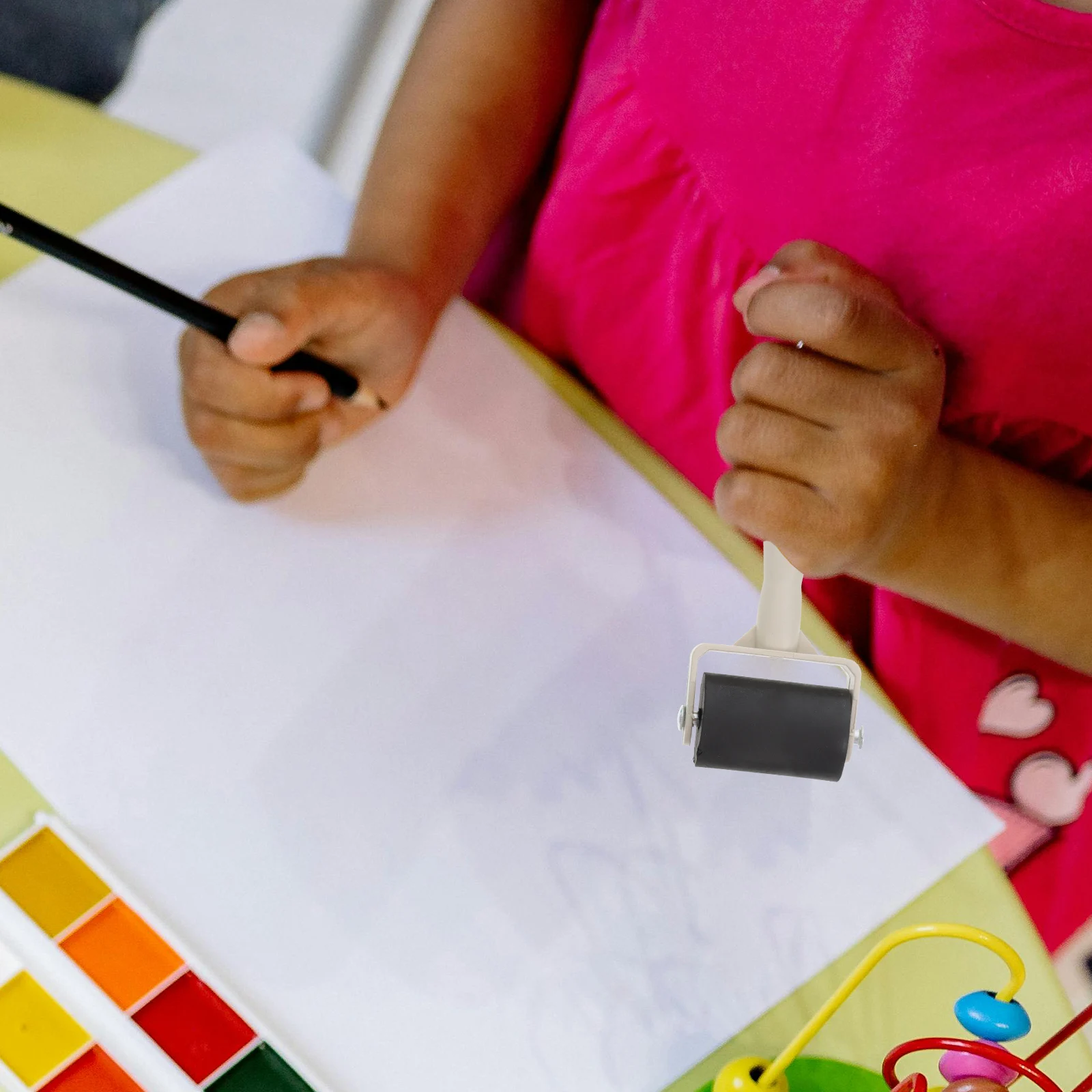 6 قطعة الأسطوانة المطاطية لصنع الطباعة ختم النقش لوحة اللوحة مقبض بلاستيكي مجموعة أدوات للحرف اليدوية العرض