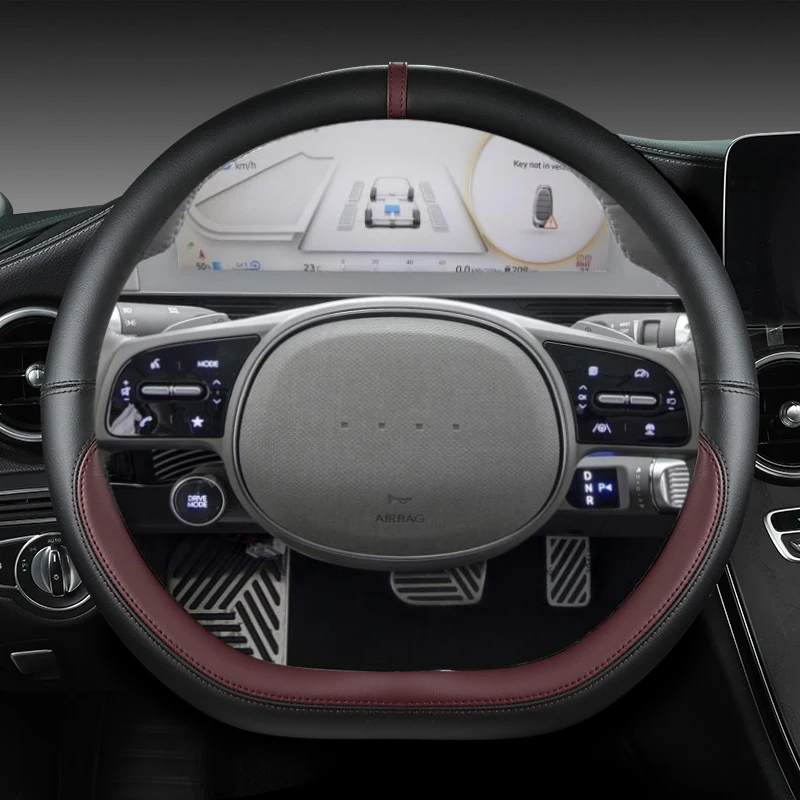 For Hyundai ioniq 5 2016 2017 2018 2019 2020 2021 2022 Car Steering Wheel Cover D Shape PU Leather Auto Accessories interior