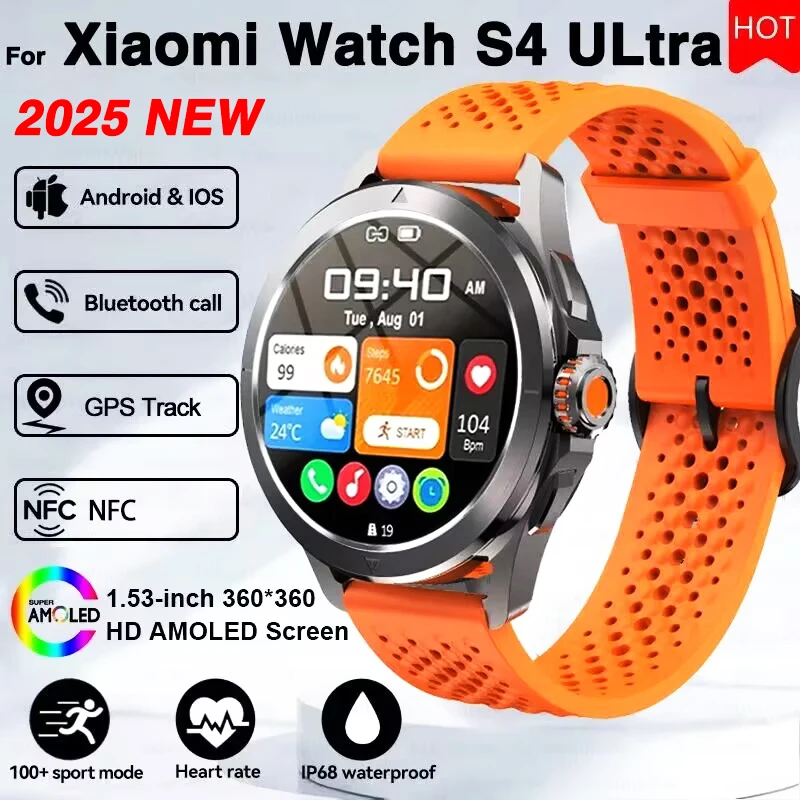 

Для Xiaomi S4 Ultra GPS Смарт-часы для мужчин AMOLED Спорт на открытом воздухе Трек NFC Пульсометр IP68 Водонепроницаемые Bluetooth-вызовы Смарт-часы для мужчин