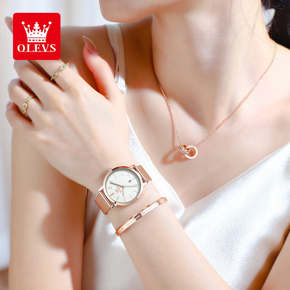 OLEVS 5869 Women Watch Fashion Simple Ultra Thin 6.5mm Quartz Women's Watch Top Brand Calendar Waterproof Women Luxury Watch