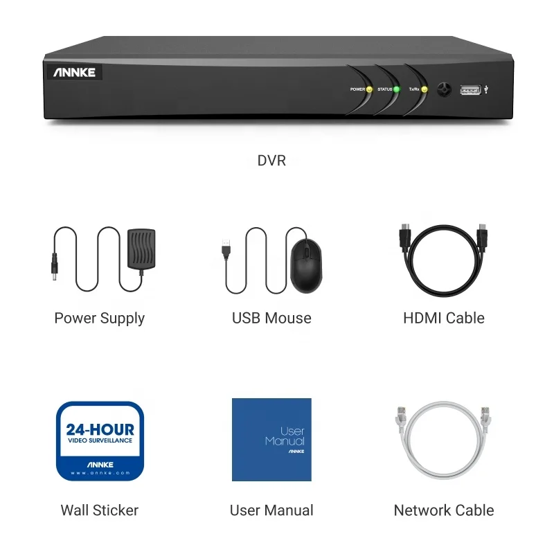 Registratore DVR H.265+ 8CH 4K DVR 5 in 1 1 SATA Fino a 10 TB Riproduzione intelligente AI Registratore CCTV per rilevamento persone e veicoli