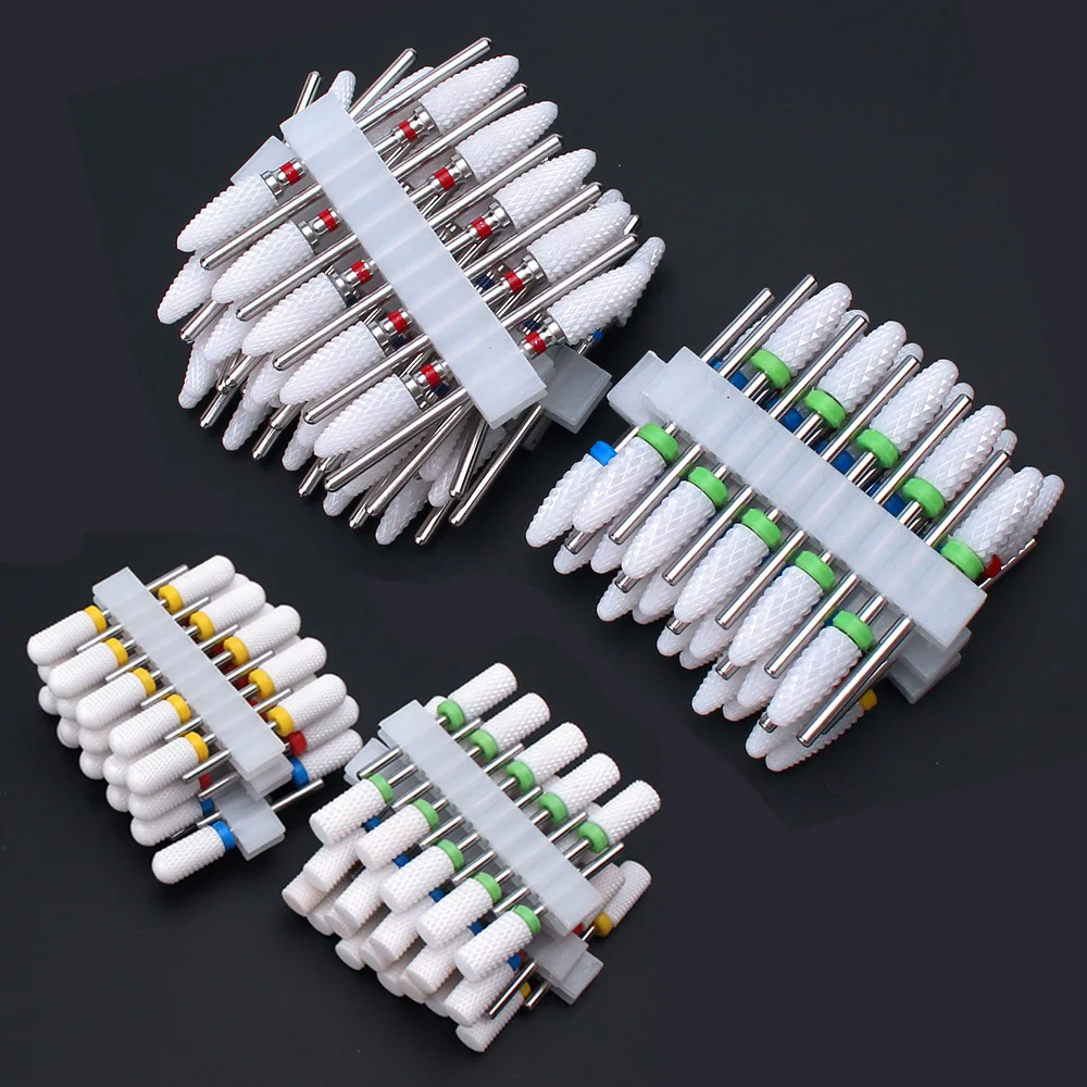 Juego de 10 brocas de cerámica para uñas, brocas giratorias para fresado, cortadores de uñas, brocas para taladro eléctrico, herramientas para manicura y pedicura