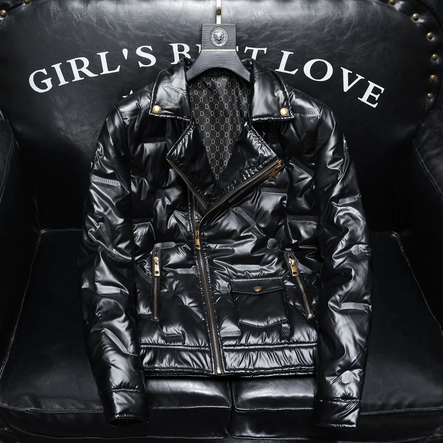 

Men's Winter Puffer Jaet 90% White Du down Thiened Glossy Outerwear Faionable Urban Sle Long Sve ort Coat