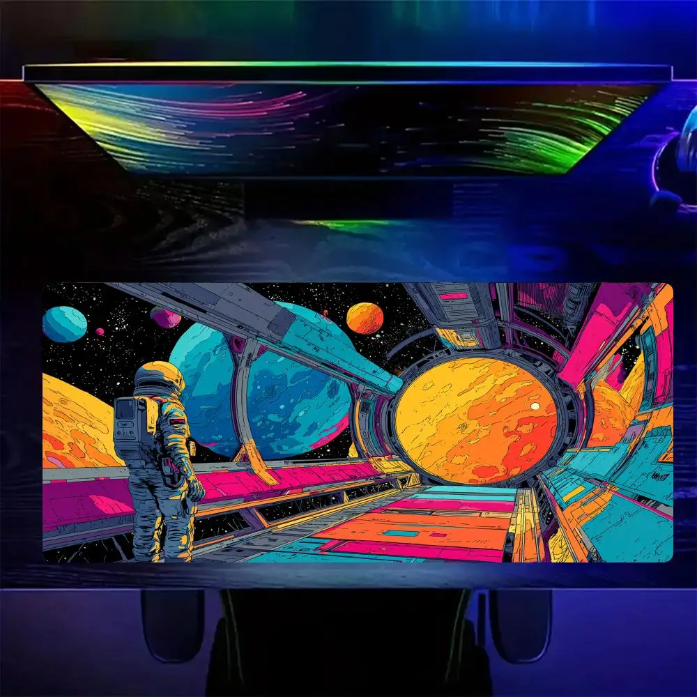 Cyber Aesthetic Astronaut large Mouse Pad Gaming mats Non-Slip Desk Mat mouse carpet with Stitched Edge HD printing Office mat