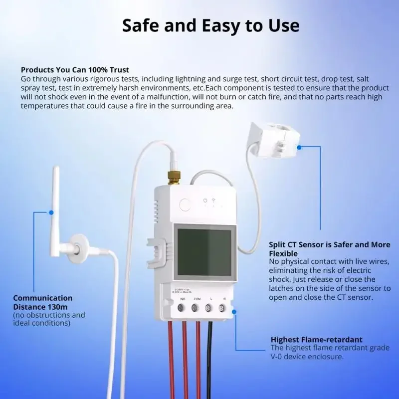 SONOFF POWCT Anello Misuratore di potenza intelligente ESP32 Chip Trasformatore di corrente 100A Monitor di energia Contattatore Controllo Funziona con Alexa IFTTT