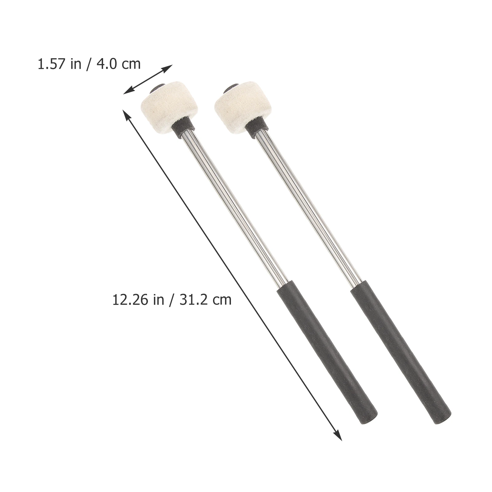 

2pcs Stainless Steel Drum Sticks Felt Head Mallets Durable Percussion Instrument For Stage Performance Practice Band Jazz