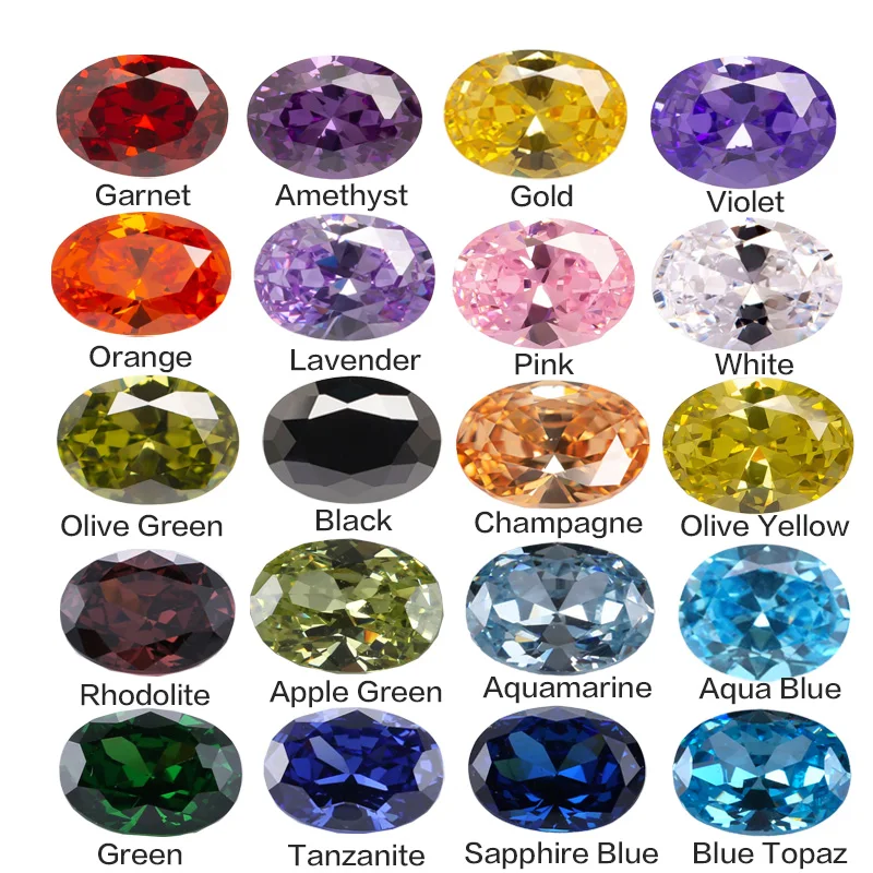 AAAAA Oval Shape Cubic Zirconia Stone 2X3mm~10X20mm Multicolor Brilliant Cut Loose CZ Synthetic Gems Beads For Jewelry