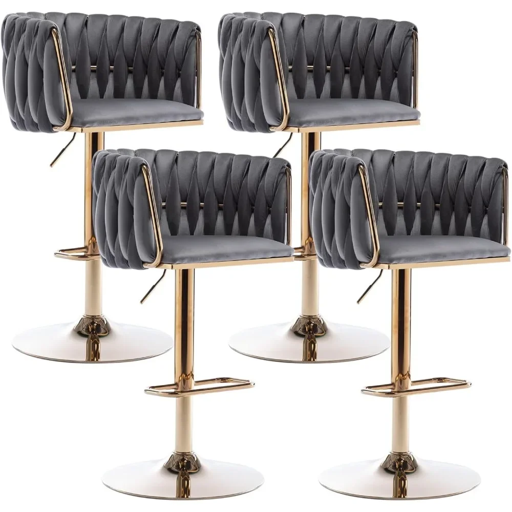 

Kiztir 360° Velvet Swivel Bar Stools Set of 4, Luxury Gold Bar Stools for Kitchen Island, Cafe, Pub (Grey)19"D x 20"W x 41"H