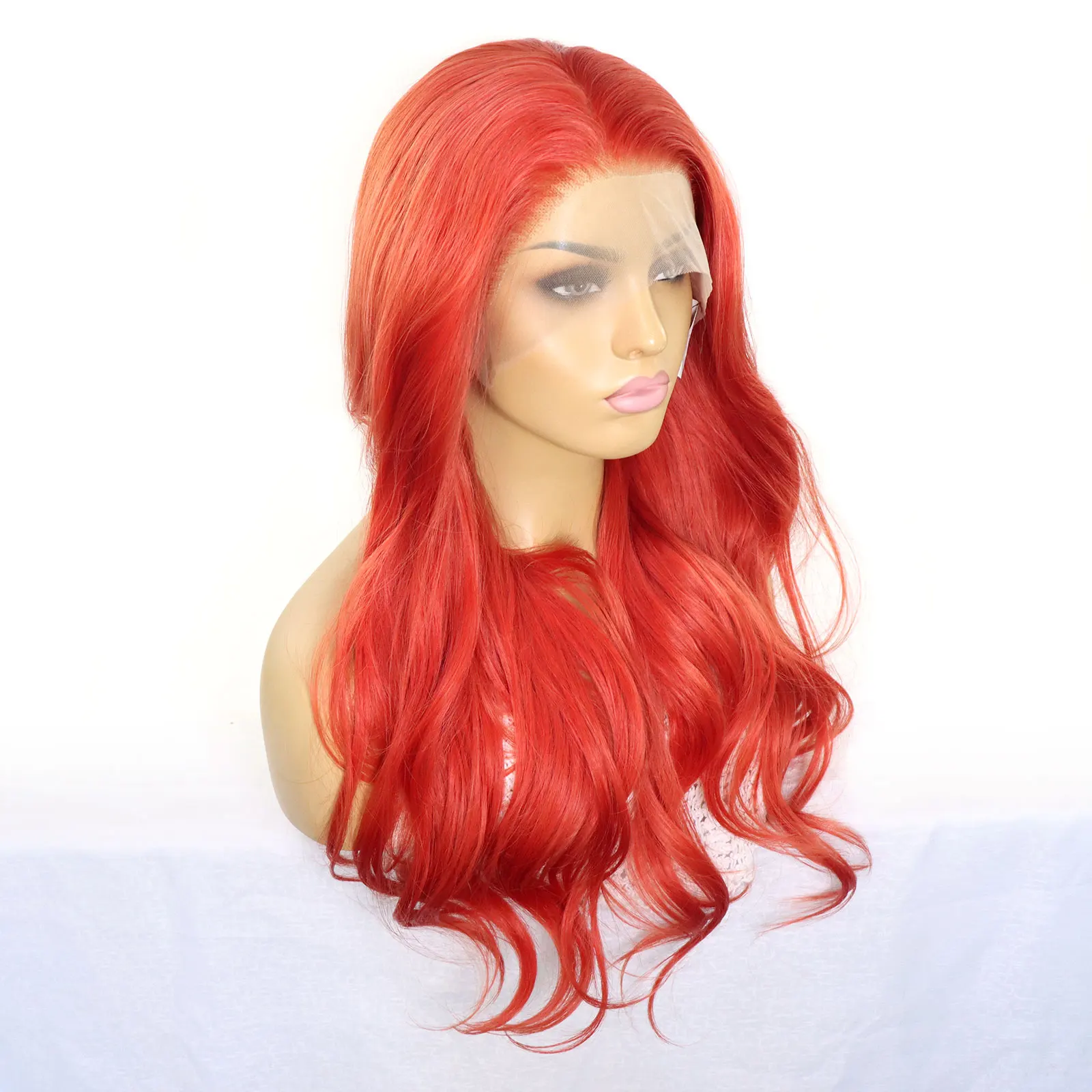 Orange Red 13x3 Synthetic Lace Front Wigs for Black Women Cosplay 26Inch Long Natural Wave Heat Resistant Fiber Lace Frontal Wig