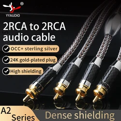 Hi-End OCC i czyste srebro kabel Audio 2RCA 16-nitkowy kabel Audio 24K Gold platerowane złącze kabel HIFI 2RCA do 2RCA