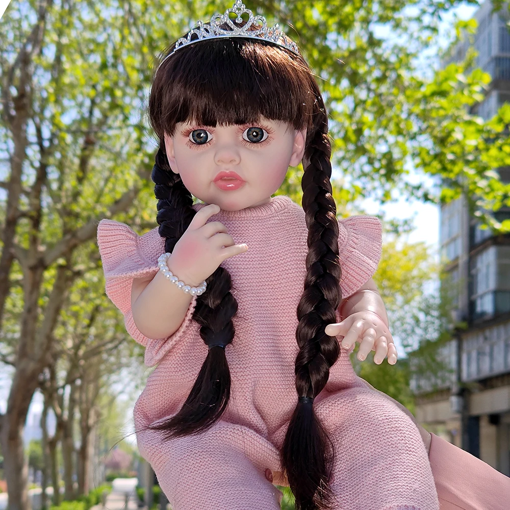 22 インチ完成リボーン人形フルシリコーンビニール 55 センチメートル新生児女の子ドレスアップシミュレーションおもちゃ子供のための新年のギフト