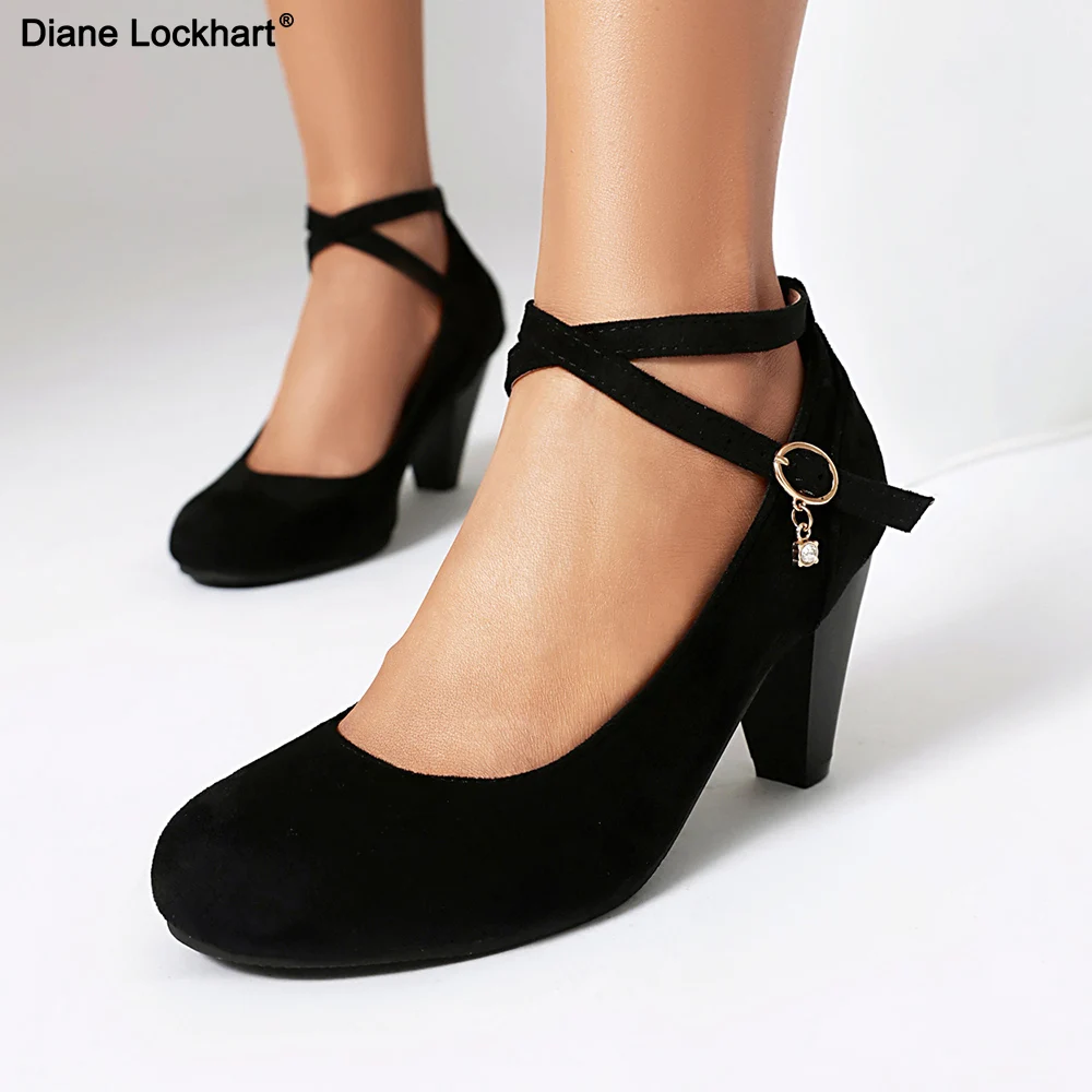 

High Heels Women Pumps 2025 New Round Toe Platform Women Pumps Buckle Strap Sexy Stiletto Red High Women Shoes Zapatos De Mujer