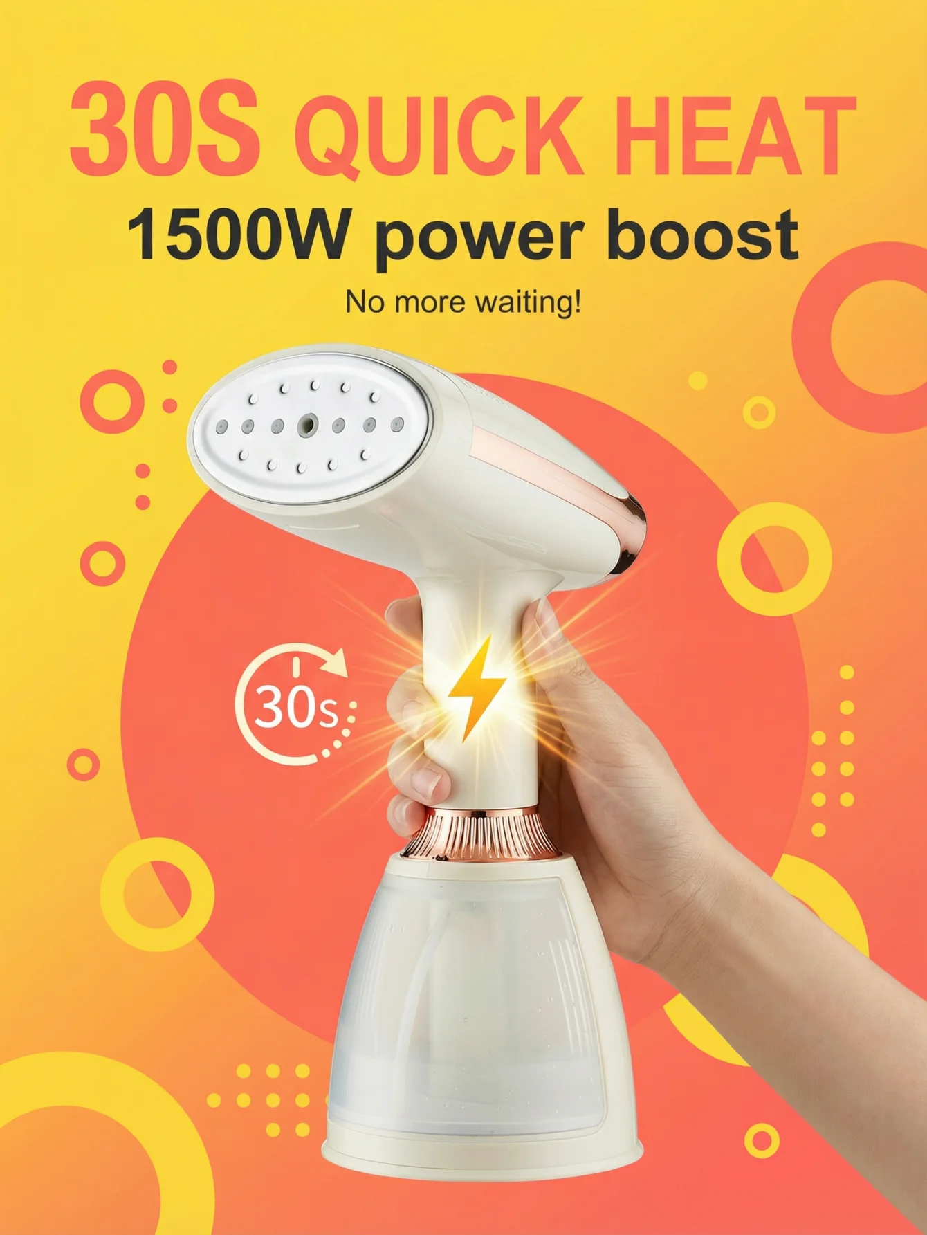 SOKANY12003 Handheld Garment Steamer 1500W 30s Fast Heat Portable Clothes Steam Iron 260ml Detachable Water Tank for Travel Home