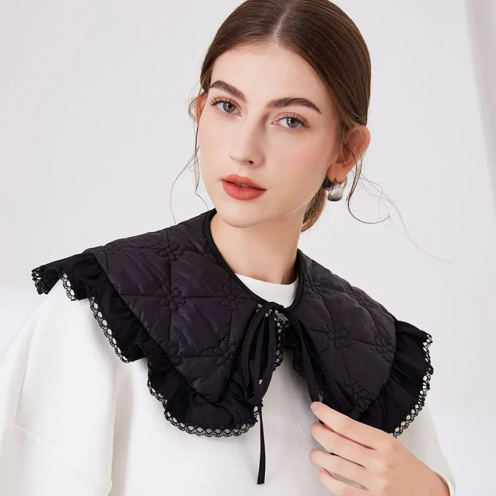 

Fashion Cotton Shirt Fake Collar Classic Detachable Lace Shawl Sequins Vintage False Collar for Women Girls Clothing