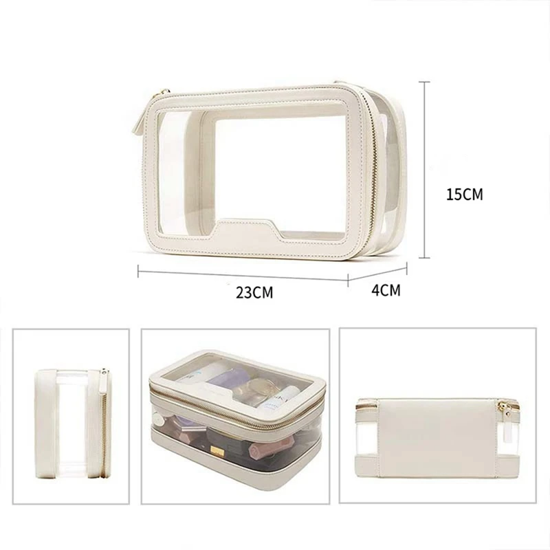 Clear Makeup Case Toiletry Bag Multipurpose Travel Makeup Train Case Portable Cosmetic Organizer Transparent Storage Bag Durable