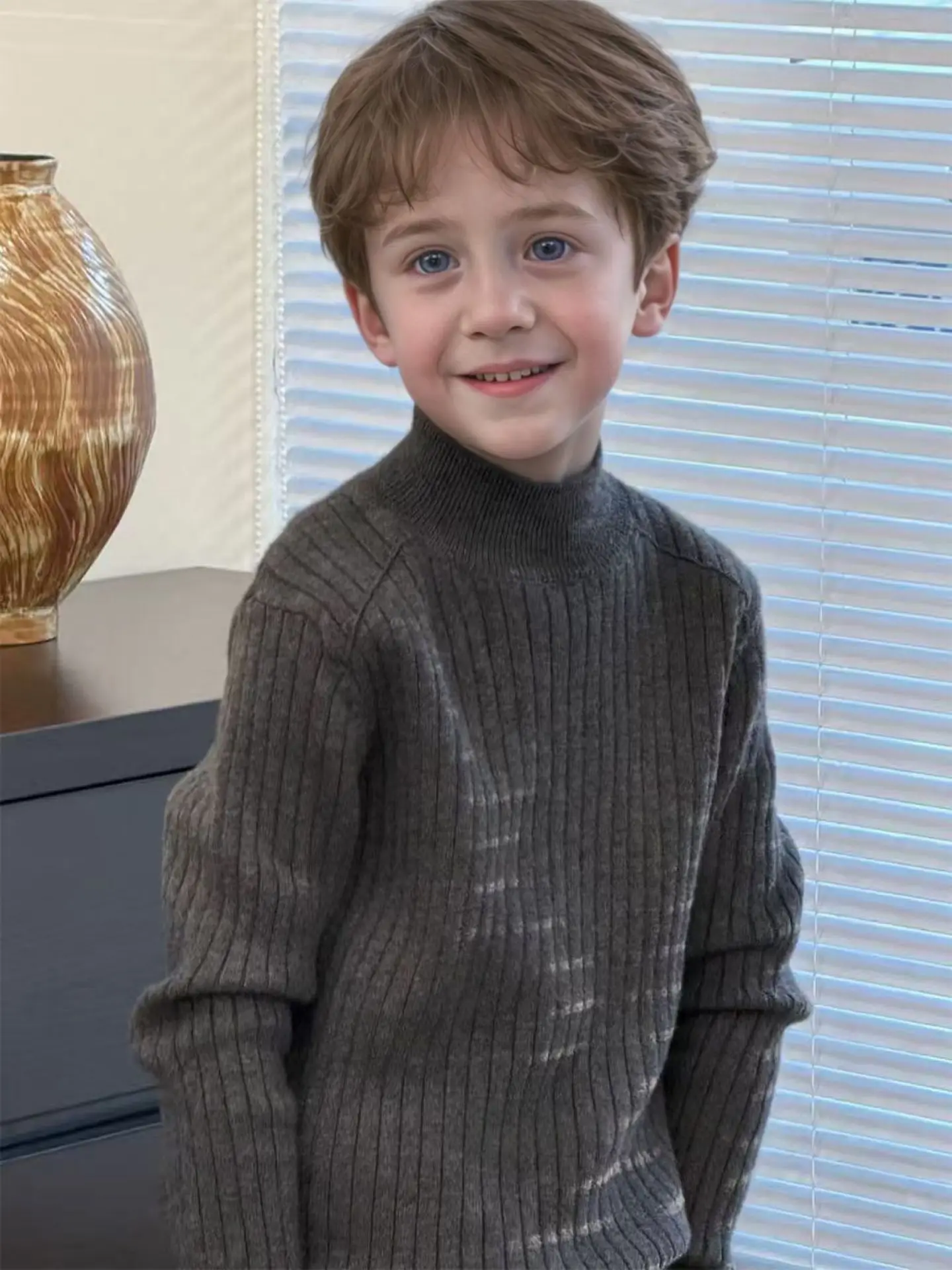 Herbst-Winter-Wollpullover für Kinder – Koreanischer Stil, weiche Strick-Basisschicht für Jungen, Mädchen, Kleinkinder und Kinder, Winterkleidung für Babymädchen – Detail 6