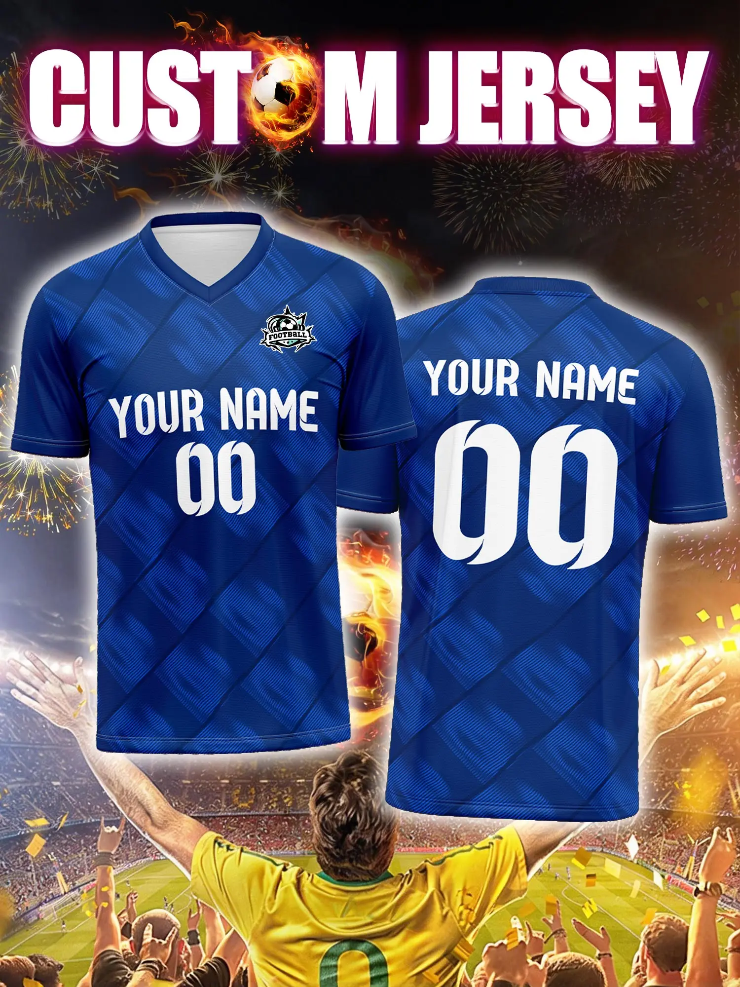 

Футболка для футбола с индивидуальным изображением, номером и именем, комплект для всей семьи, друзей, команды или группы.