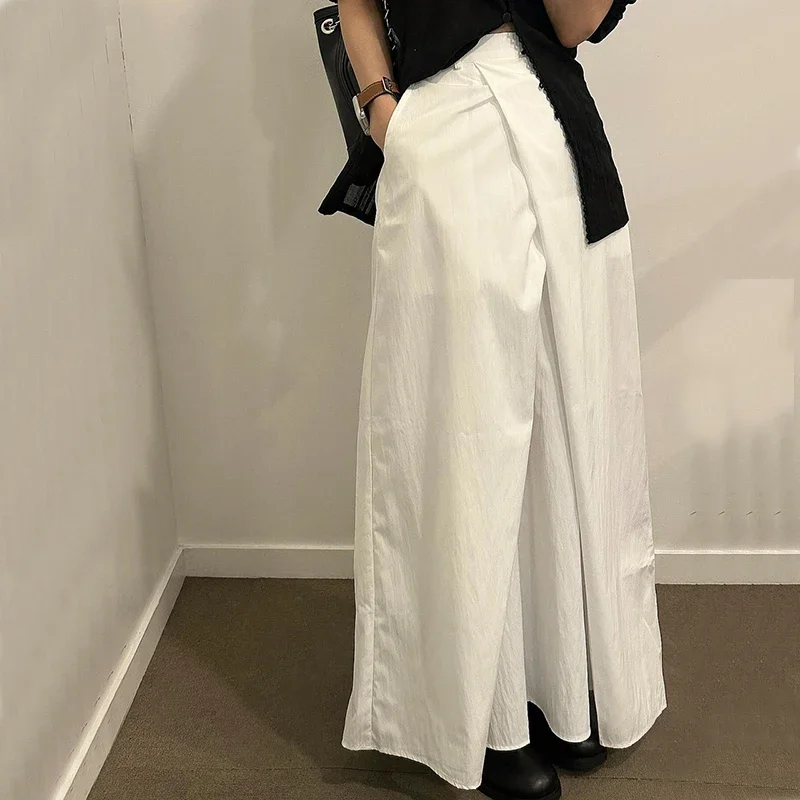 100% Cotton Korean New Chic Vintage Design Split Pocket Women Skirts Fashion All Match Female High Waist Slim Fit A Line Skirt