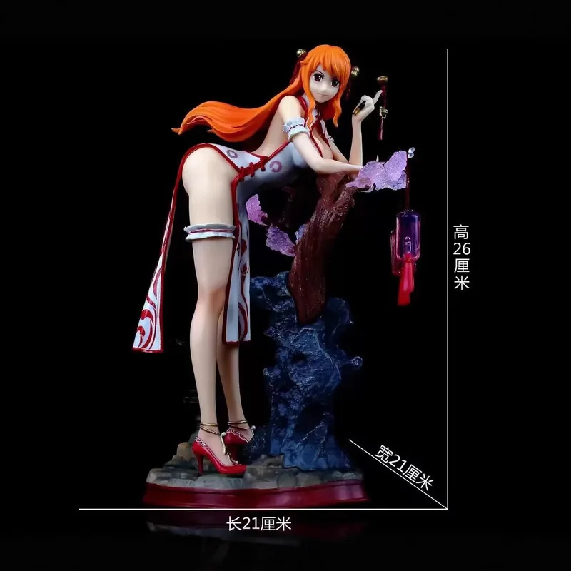 Figura de Anime de One Piece, Nami con Vestido Cheongsam, en Caja, Estatua GK Coleccionable, Modelo de Personaje de Anime, Decoración para Coleccionistas Adultos
