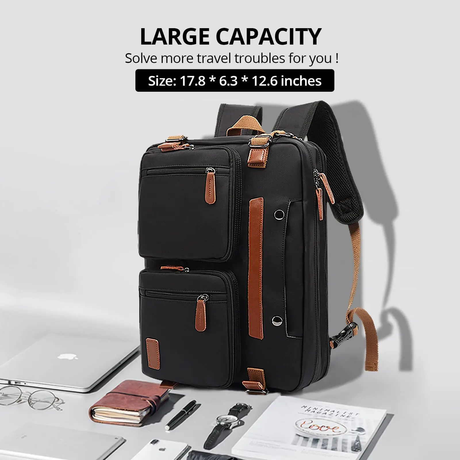 Imagem -03 - Mochila Laptop para Homens 15.6 17 14 15.3 Bolsa de Viagem Bolsa de Ombro Negócios Notebook Grande Capacidade em 1