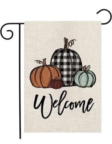 Fall Pumpkin Garden Flag 12 x 18 Inch Vertical Double Sided