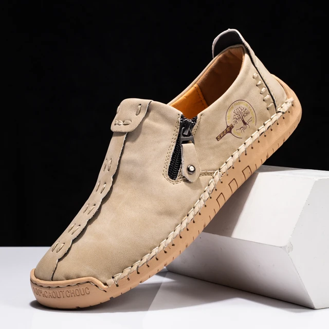 Handmade Leather Men Shoes Casual Slip On Loafers Breathable Leather Shoes Men Flats Hot Sale Moccasins Tooling Shoes Plus Size AliExpress