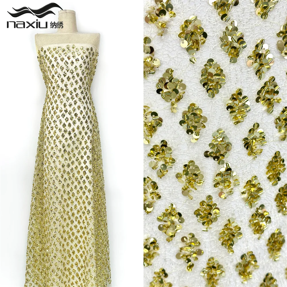 

Madison Luxury African Sequined Lace Fabric 2026 High-Quality Nigerian Lace Fabric for Women's Party Dresses Sewing 5 Yards