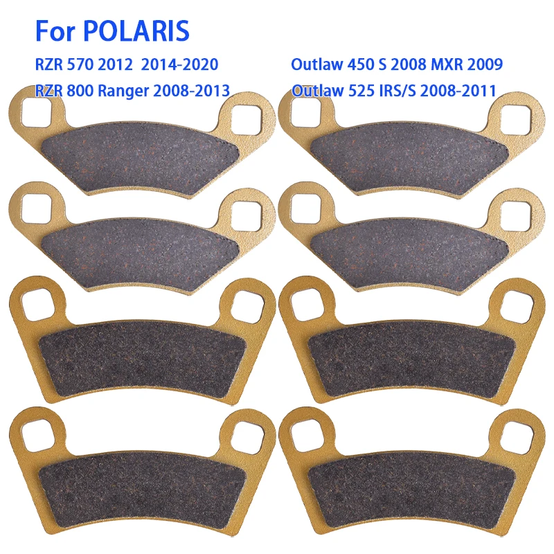 Front Rear Brake Pads For POLARIS RZR 570 2012 2014-2020 Ranger 800 2008-2013 Outlaw 450 MXR 2009 450 S 2008 525 IRS 2008-2011
