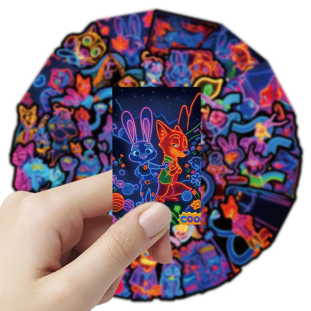 10/30/55 Stück Lustige Neonlicht Zootopia 2 Anime-Aufkleber Cartoon-Spielzeug-Aufkleber DIY Skateboard Gepäck Laptop Niedliche Aufkleber-Dekoration