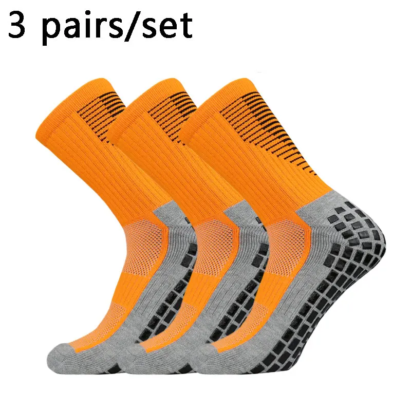 3 Paar Fußballsocken mit Fersenschutzmuster für Herren und Damen, quadratische, rutschfeste Silikon-Fußballsocken, Calcetines Antideslizante – Detail 6
