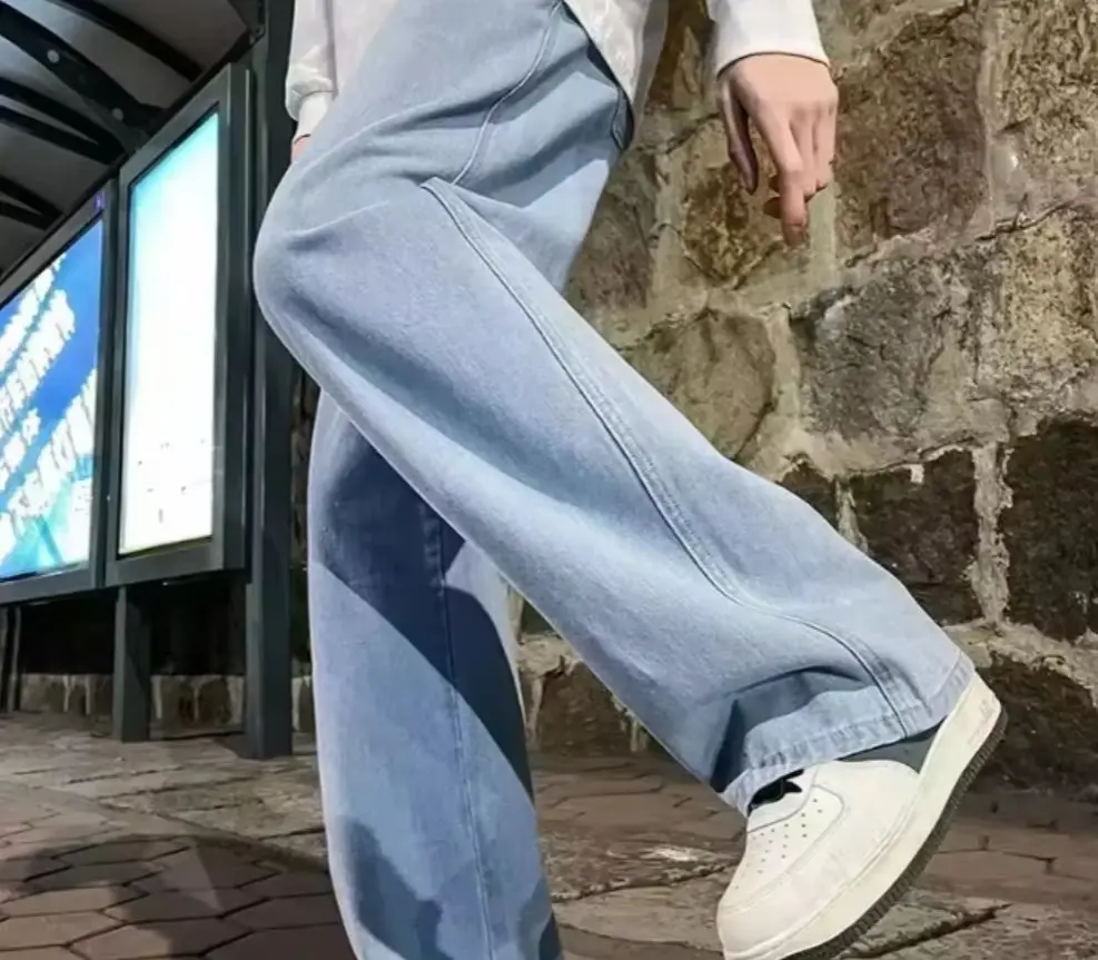 

2025 Новый стиль, мужские джинсы, свободные прямые широкие брюки, корейское издание, модные трендовые повседневные брюки, мужские весенне-осенние Y