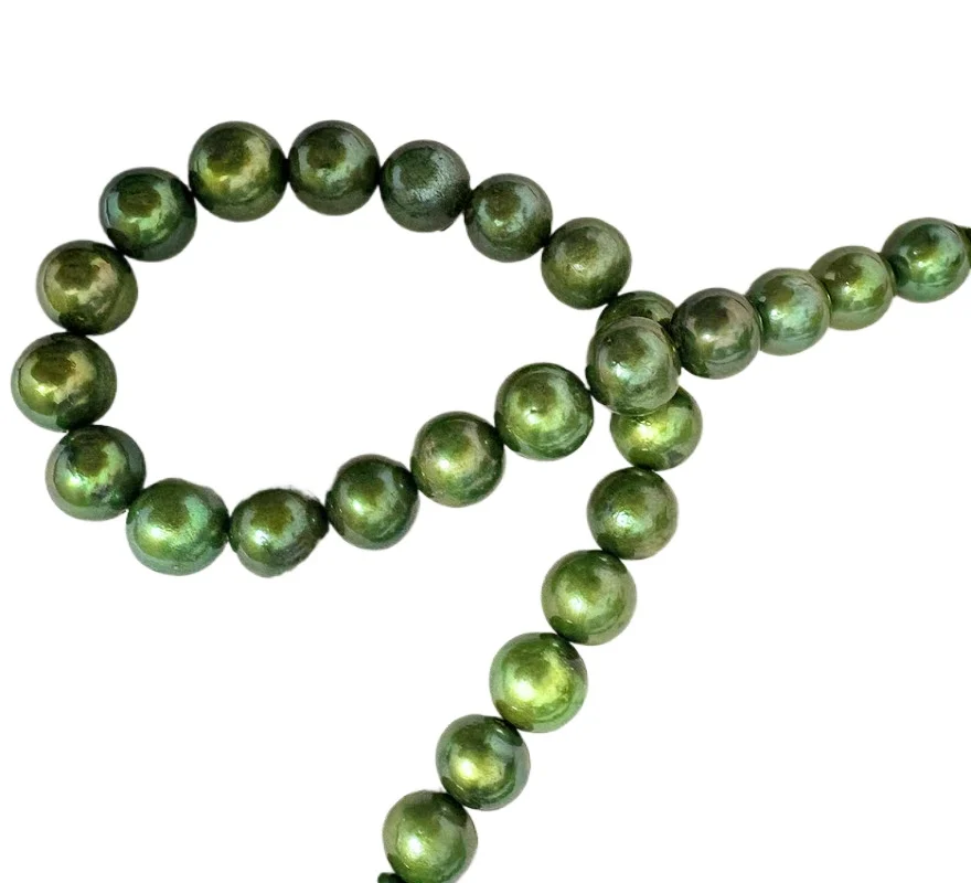 

Charming Pearl Necklace 13-16mm Genuine Jewelry for Women peacock Green Round Pearls Wedding Gifts 925 Sterling Silver 0018