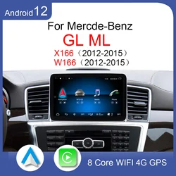 For Mercedes Benz ML GL W166 X166 2012 to 2015 Android 14 CarPlay 4G Car DVD Radio GPS Navigation Multimedia Player HD Screen