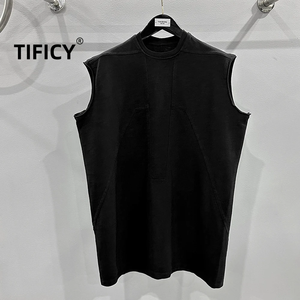 

High Street Tees T Shirt TopsMen's Spring/Summer Bamboo Cotton Thick Splicing Knitted Loose Large Casual Sleeveless T-shirt
