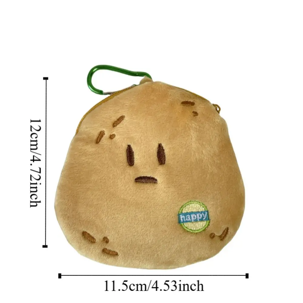 메탈 버클 감자 머리 플러시 동전 지갑 미니 만화 감자 머리 지갑 가방 휴대용 한국 스타일 감자 이어폰 가방